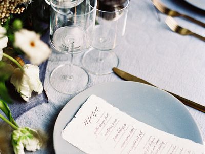 wedding menu and table setting