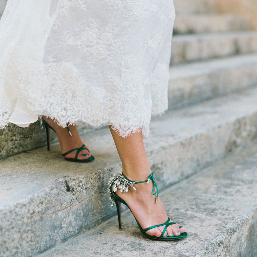 bride walking in heels