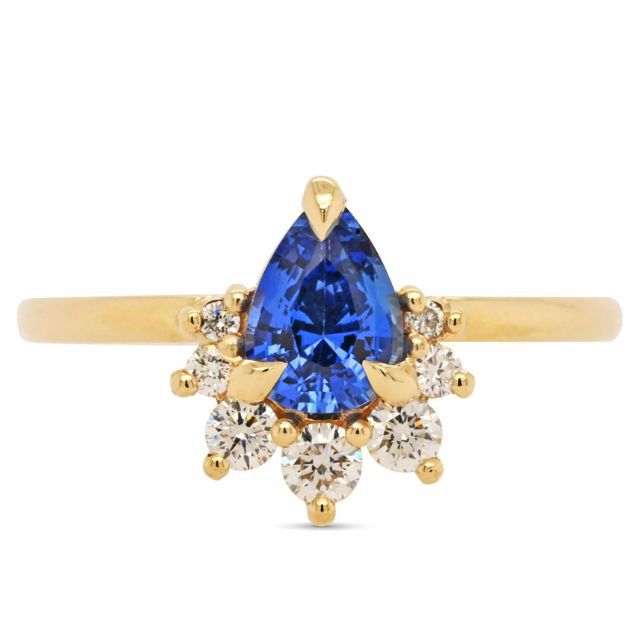 Luna Pear Blue Sapphire and Diamond Ring