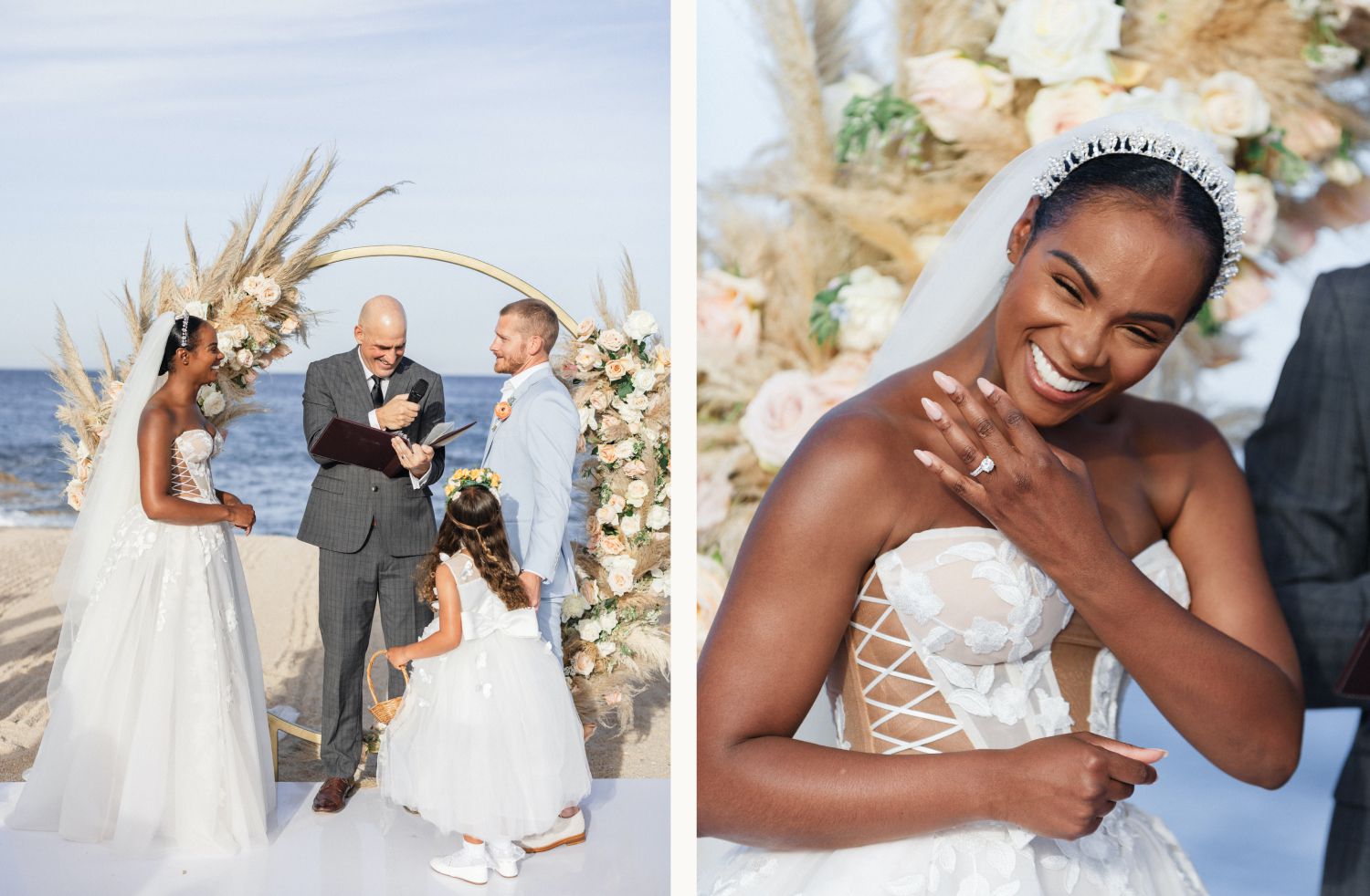 Tika Sumpter and Nicholas James During Oceanfront Wedding Ceremony