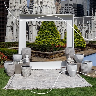 altar on a rooftop with St. Patrick's Cathedral in the background 