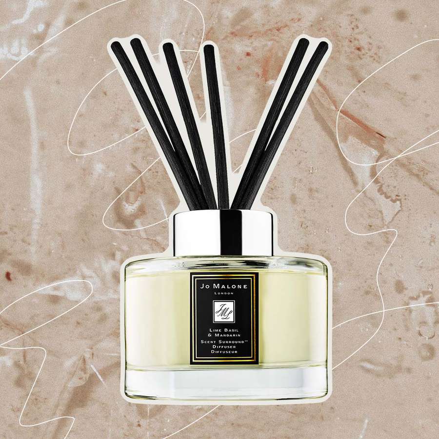 Collage of Jo Malone scent sticks on a colorful background