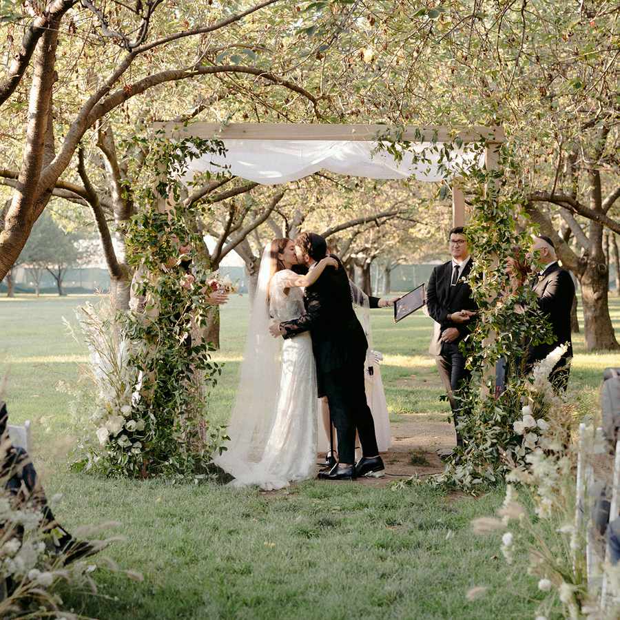 A wedding ceremony at the Brooklyn Botanic Gardens