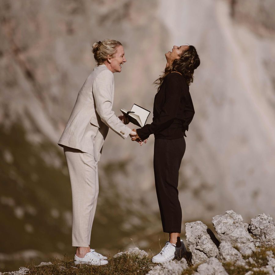 two brides at mountain elopement