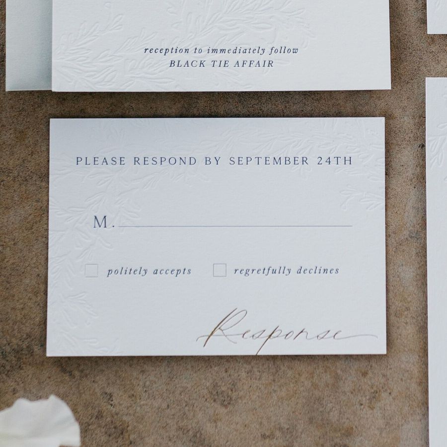 minimalist textured RSVP card