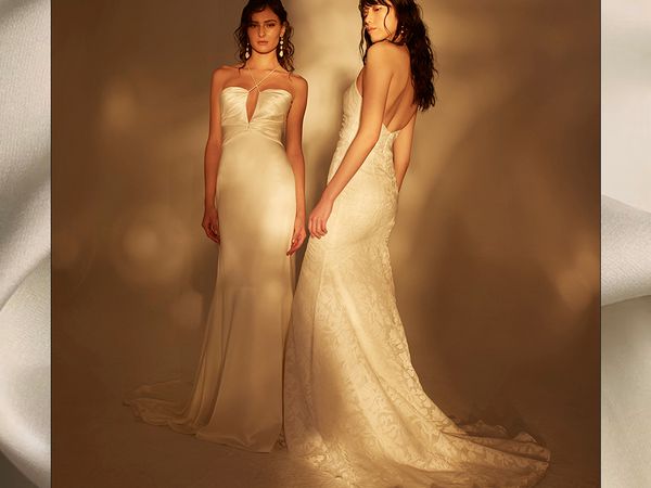 BFW Editors' Picks image of two models wearing wedding dresses 