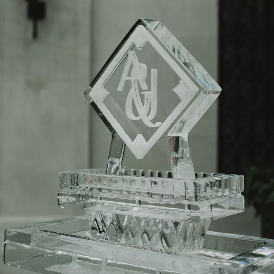 Wedding Ice Sculpture with "A&J" Monogram