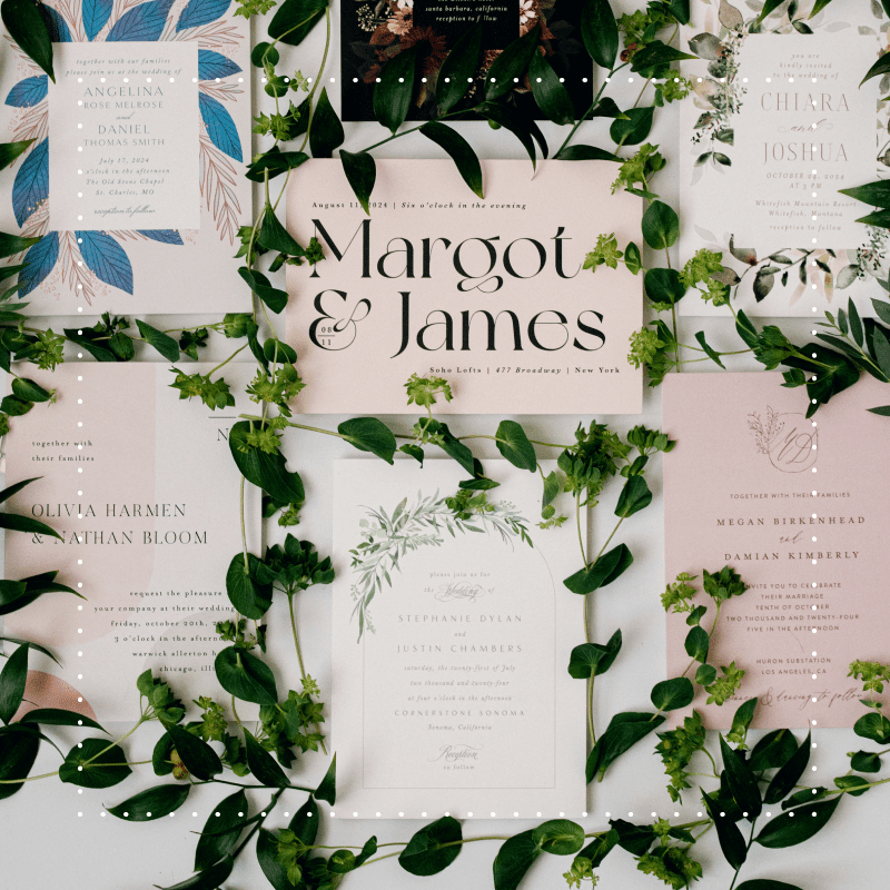 A variety of wedding invitations